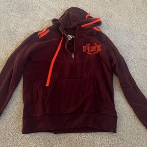 VS Pink Maroon Quarter Zip Hoodie